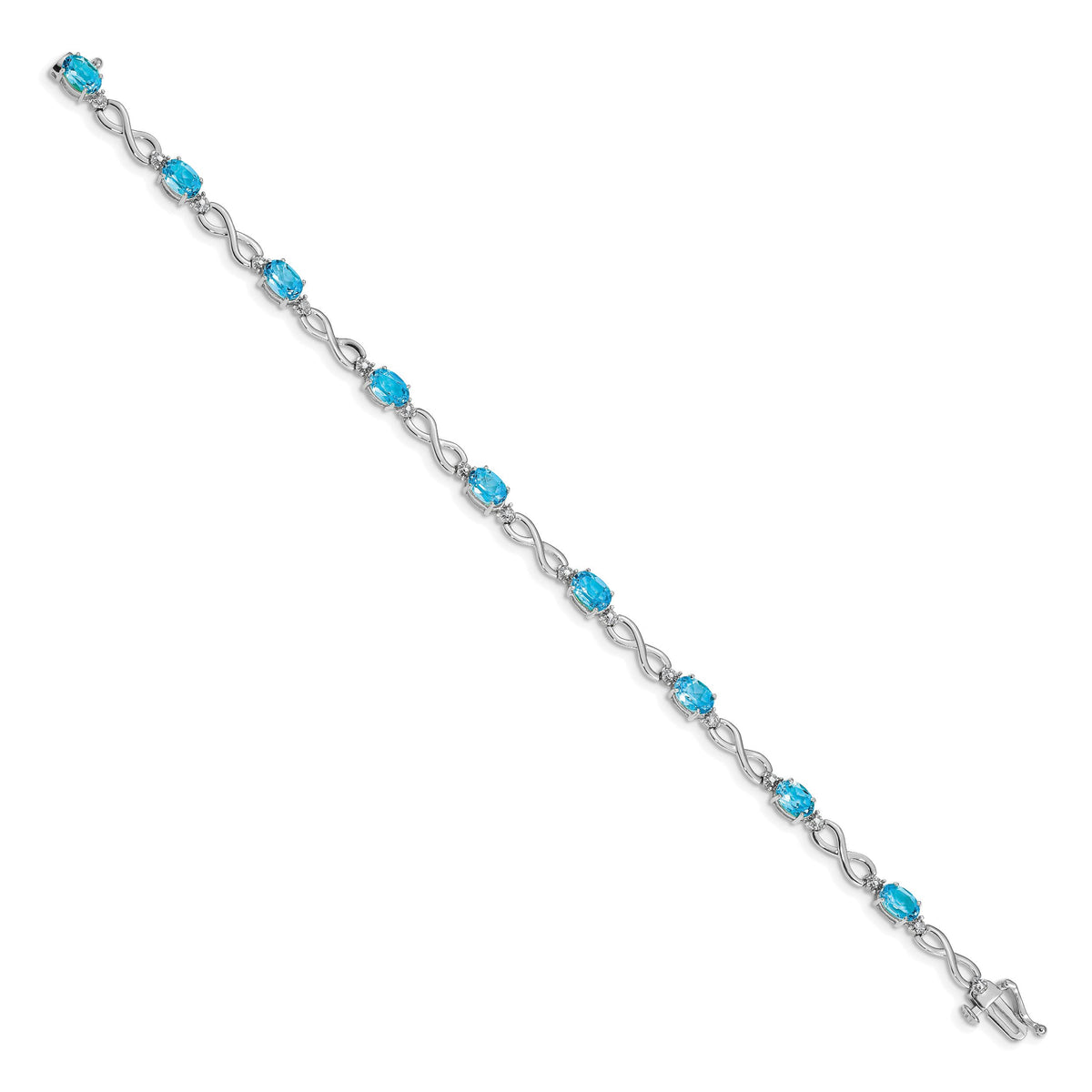 14k White Gold Blue Topaz and Diamond Infinity Bracelet-BM4494-BT-003-WA