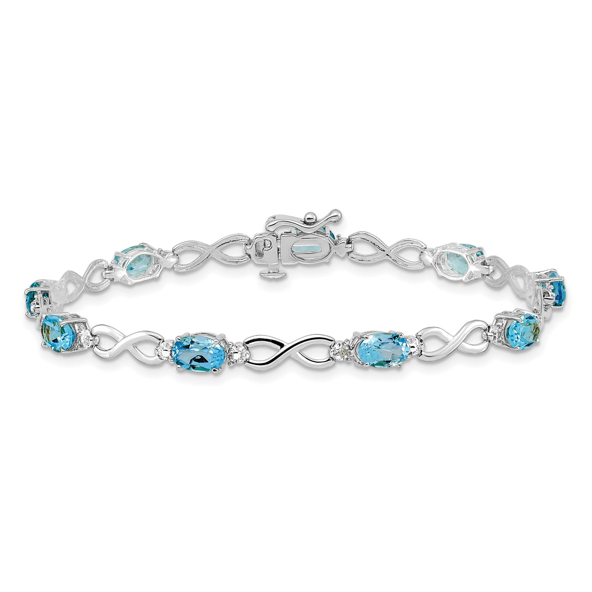 14k White Gold Blue Topaz and Diamond Infinity Bracelet-BM4494-BT-003-WA