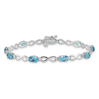 14k White Gold Blue Topaz and Diamond Infinity Bracelet-BM4494-BT-003-WA