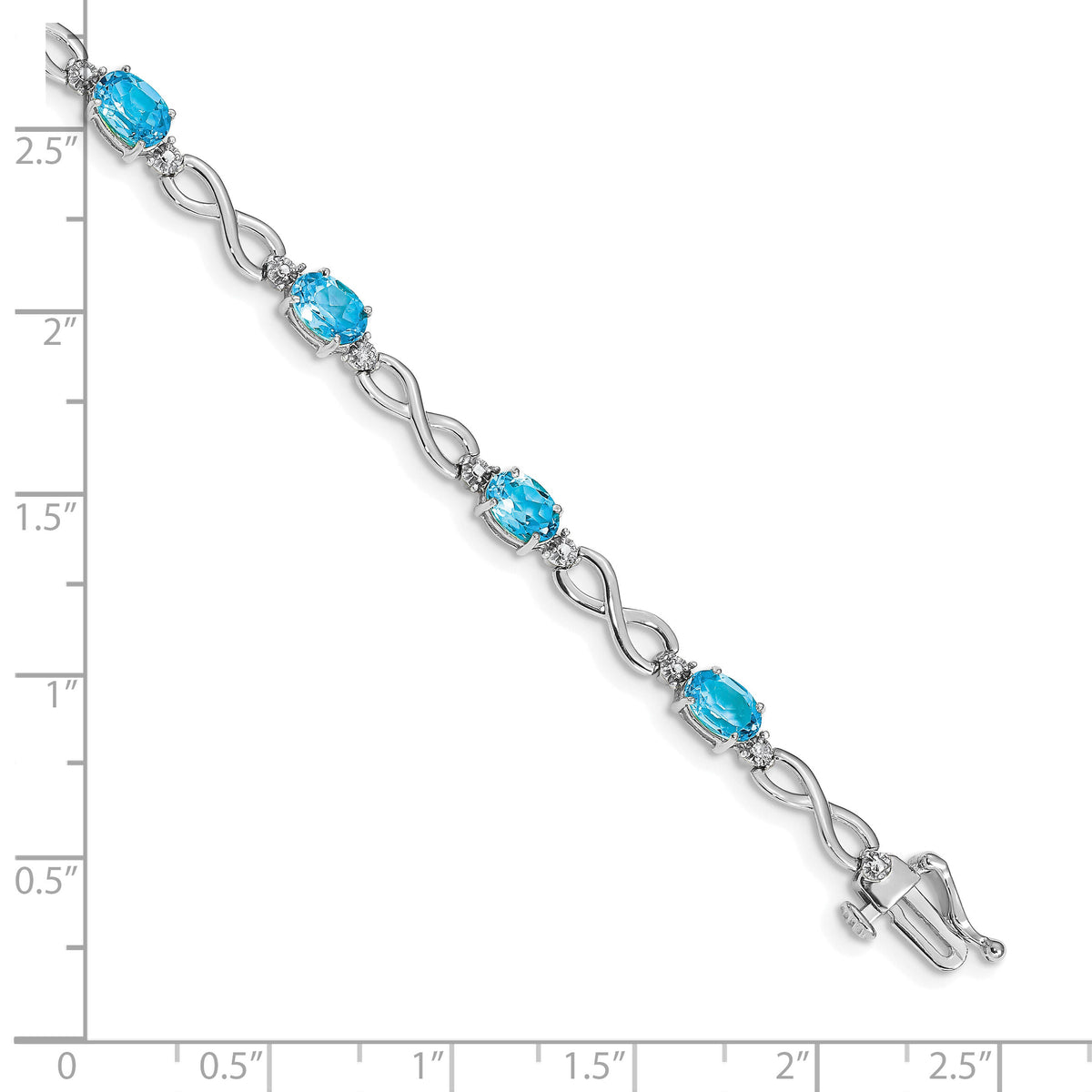 14k White Gold Blue Topaz and Diamond Infinity Bracelet-BM4494-BT-003-WA