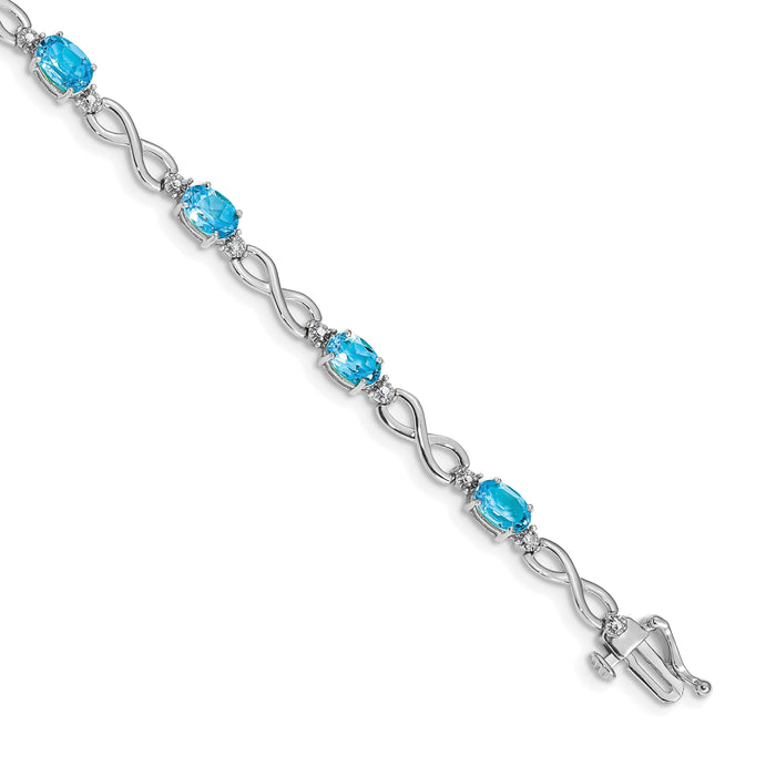 14k White Gold Blue Topaz and Diamond Infinity Bracelet-BM4494-BT-003-WA
