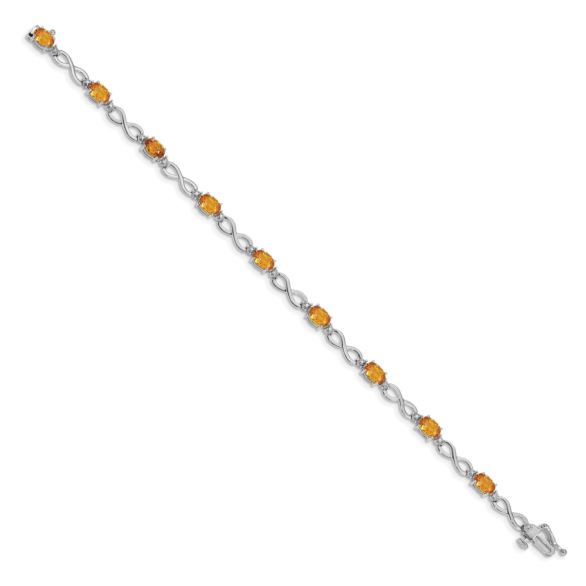 14k White Gold Citrine Diamond Infinity Bracelet-BM4494-CI-003-WA