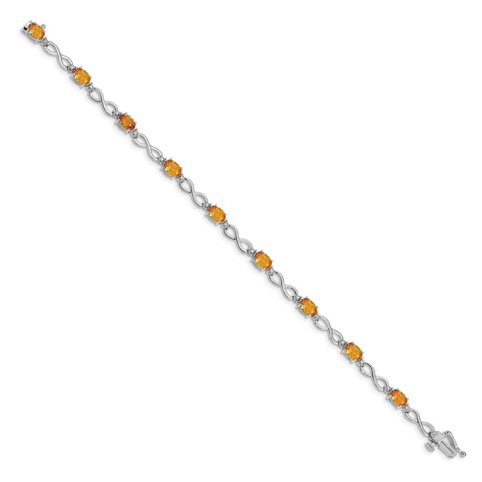 14k White Gold Citrine Diamond Infinity Bracelet-BM4494-CI-003-WA