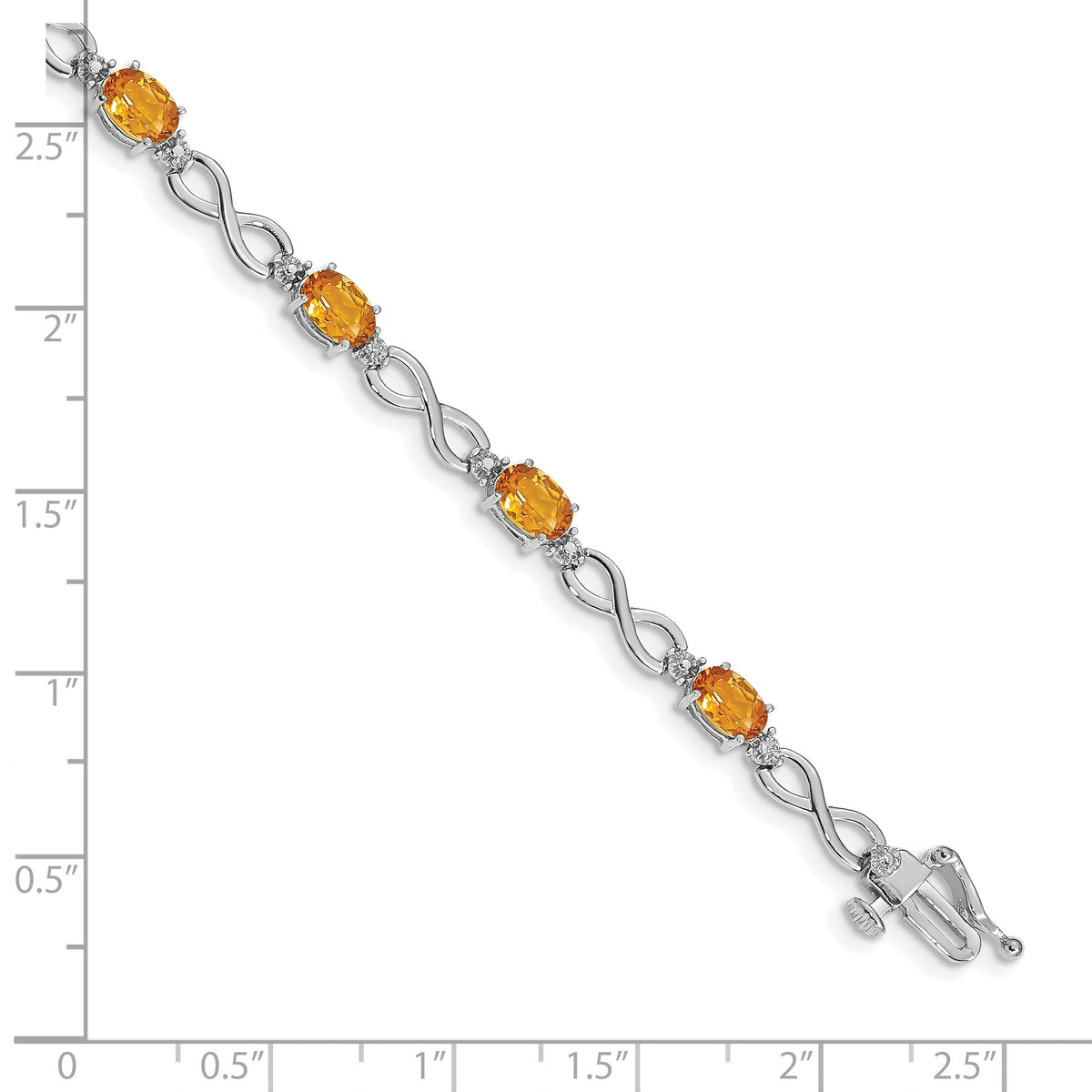 14k White Gold Citrine Diamond Infinity Bracelet-BM4494-CI-003-WA