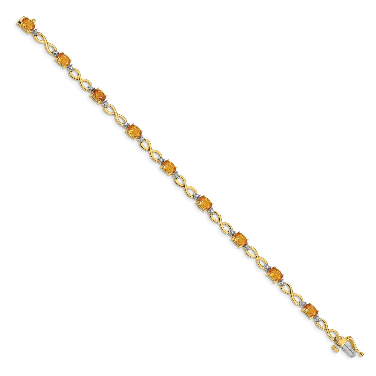 14k Citrine Diamond Infinity Bracelet-BM4494-CI-003-YA