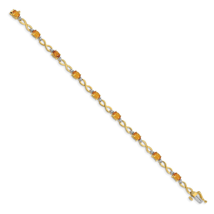 14k Citrine Diamond Infinity Bracelet-BM4494-CI-003-YA