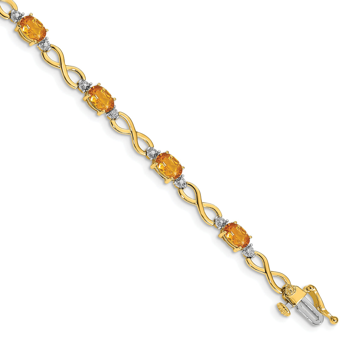 14k Citrine Diamond Infinity Bracelet-BM4494-CI-003-YA