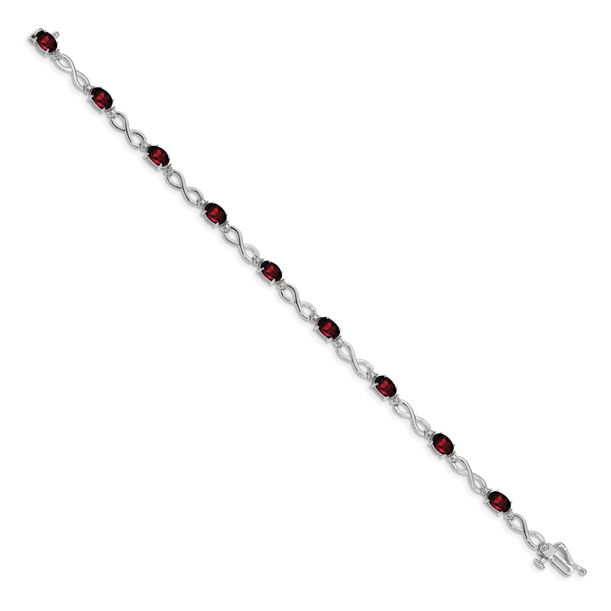 14k White Gold Garnet and Diamond Infinity Bracelet-BM4494-GA-003-WA