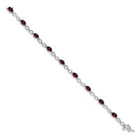 14k White Gold Garnet and Diamond Infinity Bracelet-BM4494-GA-003-WA