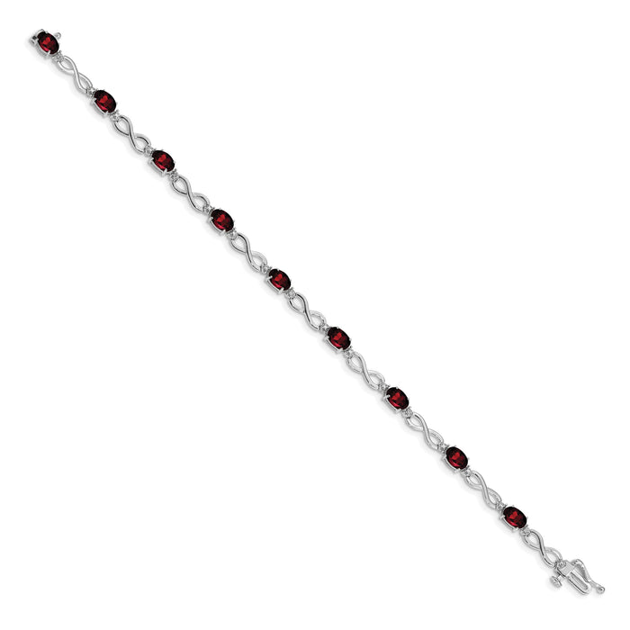 14k White Gold Garnet and Diamond Infinity Bracelet-BM4494-GA-003-WA