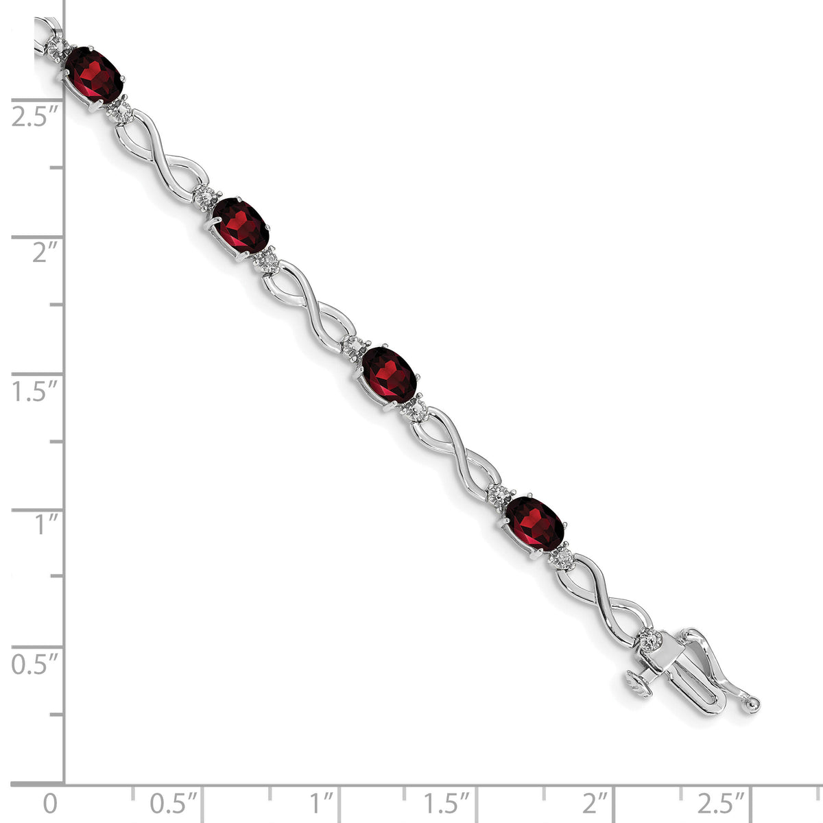 14k White Gold Garnet and Diamond Infinity Bracelet-BM4494-GA-003-WA