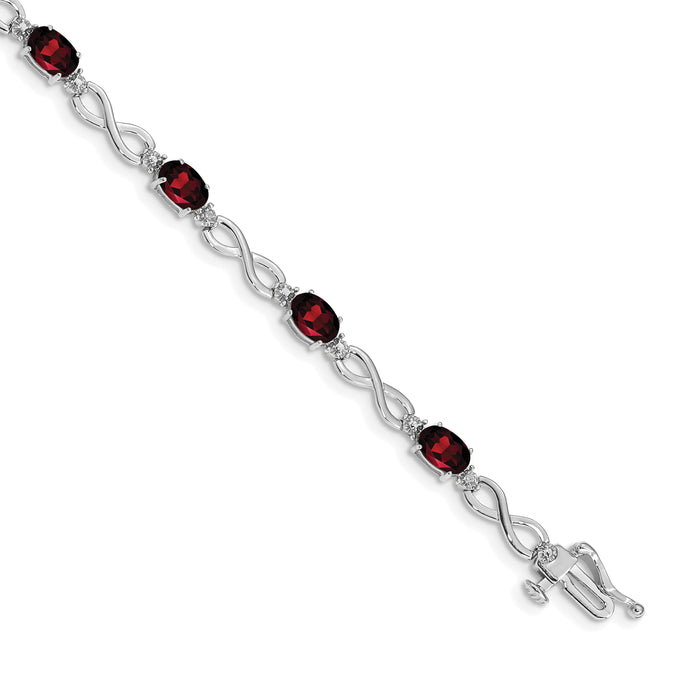 14k White Gold Garnet and Diamond Infinity Bracelet-BM4494-GA-003-WA