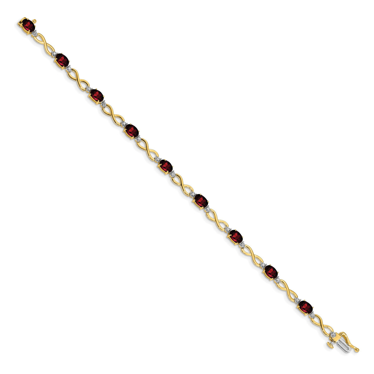 14k Garnet and Diamond Infinity Bracelet-BM4494-GA-003-YA