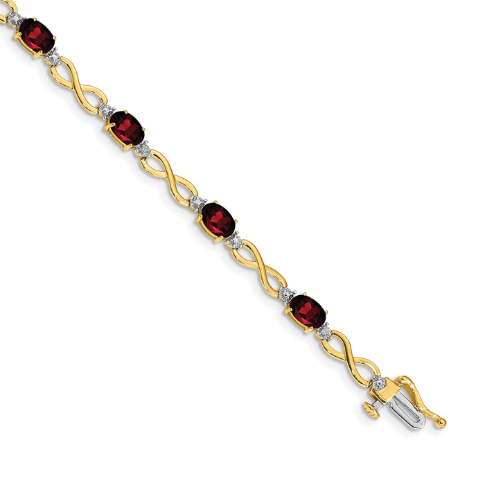 14k Garnet and Diamond Infinity Bracelet-BM4494-GA-003-YA