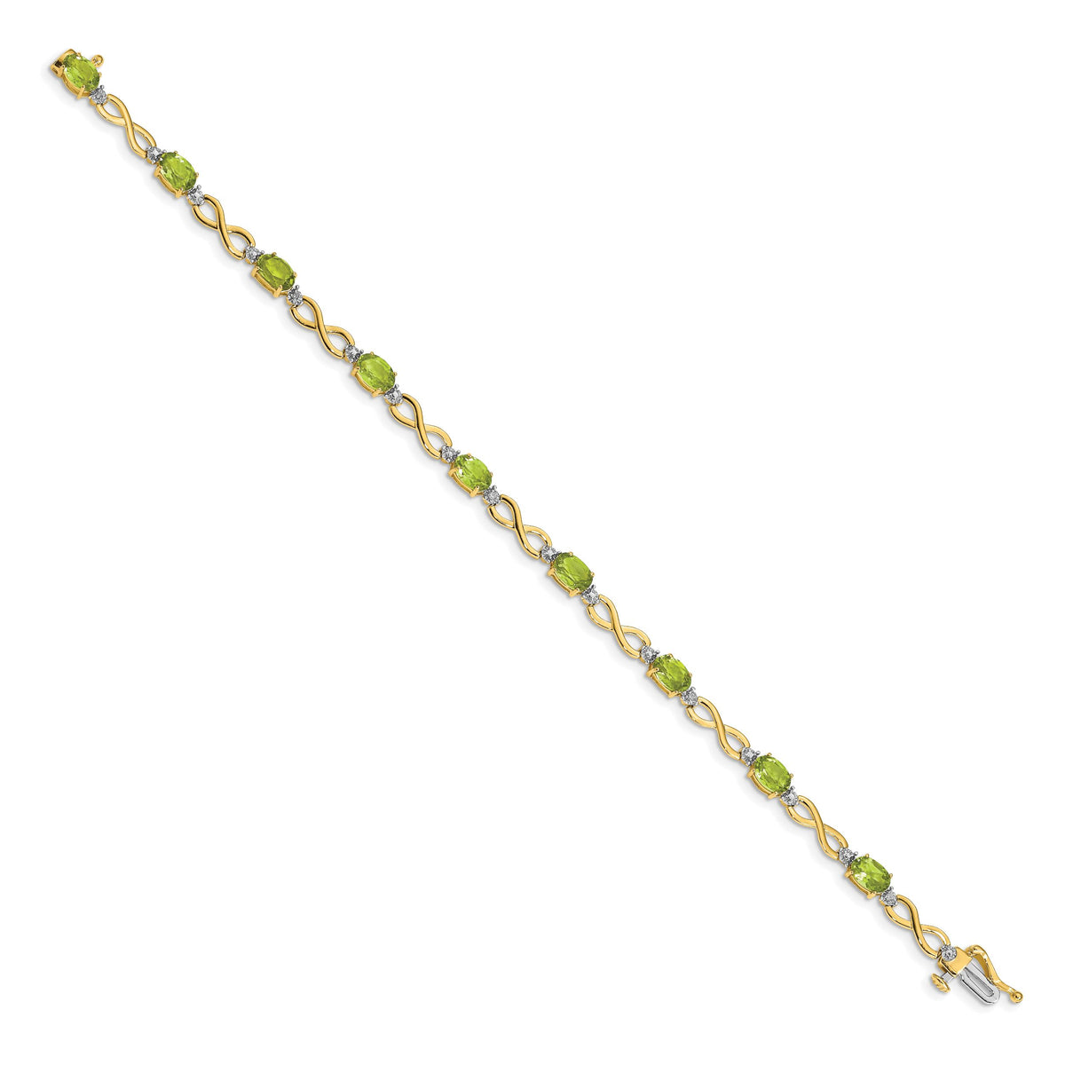 14k Peridot and Diamond Infinity Bracelet-BM4494-PE-003-YA