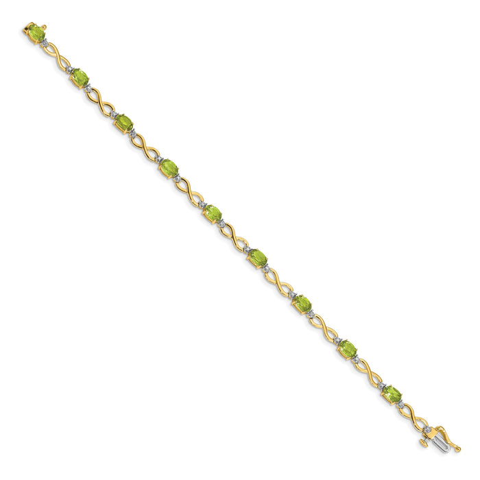 14k Peridot and Diamond Infinity Bracelet-BM4494-PE-003-YA