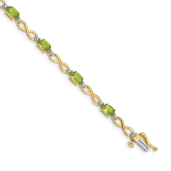 14k Peridot and Diamond Infinity Bracelet-BM4494-PE-003-YA