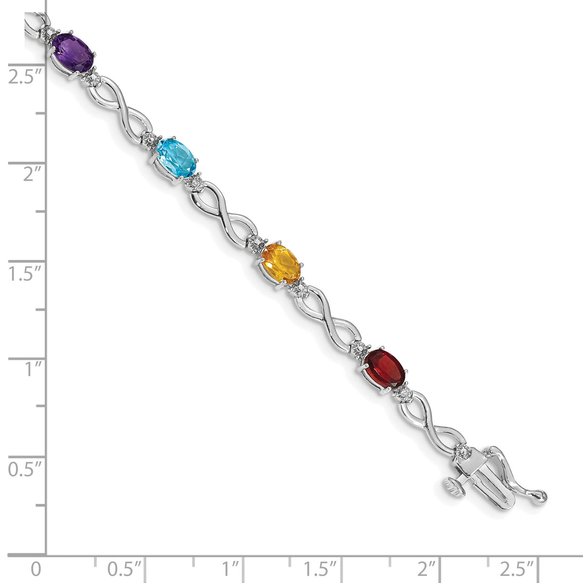 14k White Gold Rainbow Gemstone and Diamond Infinity Bracelet-BM4494-RB-003-WA