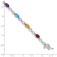 14k White Gold Rainbow Gemstone and Diamond Infinity Bracelet-BM4494-RB-003-WA