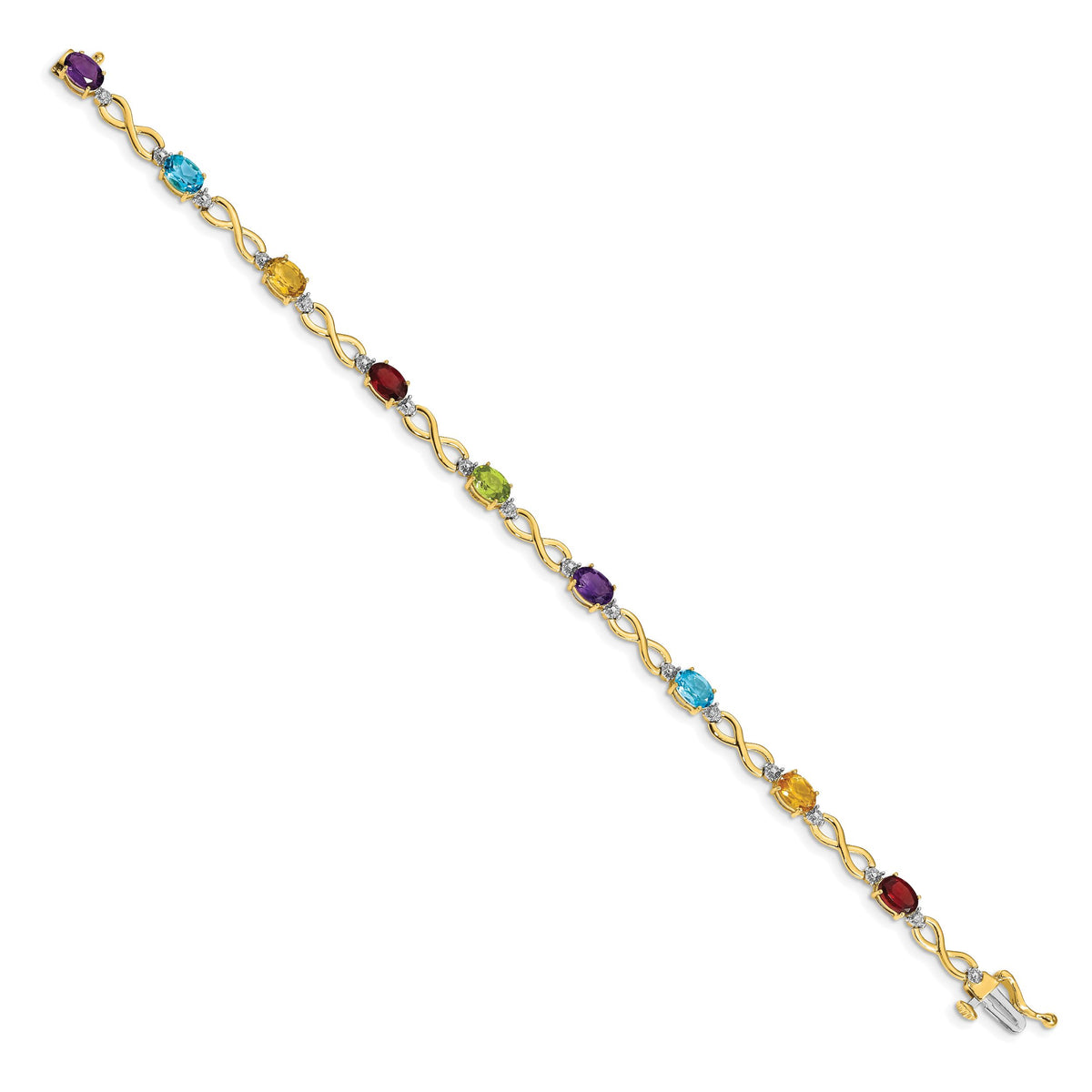 14k Rainbow Gemstone and Diamond Infinity Bracelet-BM4494-RB-003-YA