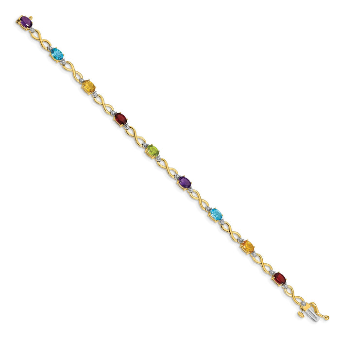 14k Rainbow Gemstone and Diamond Infinity Bracelet-BM4494-RB-003-YA