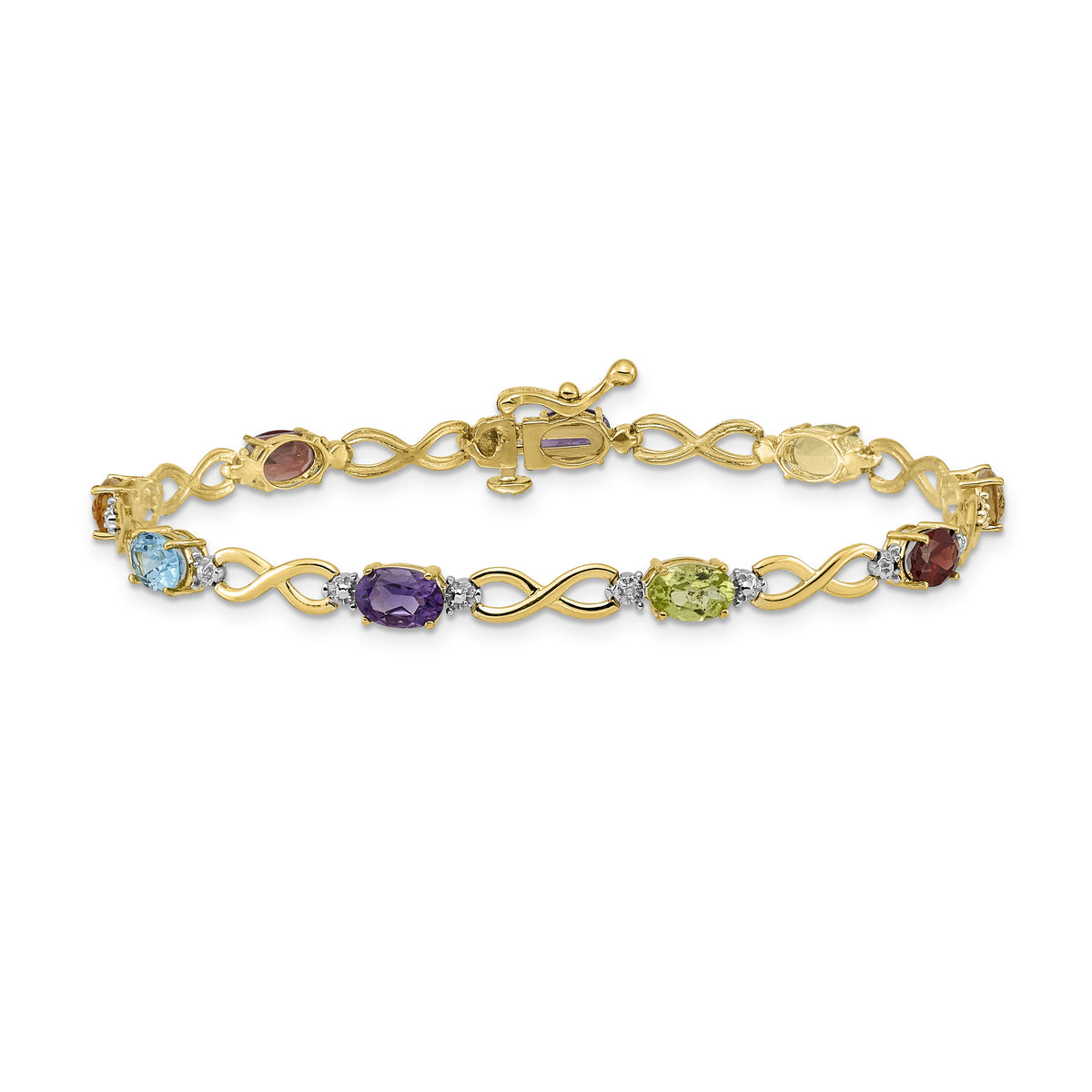 14k Rainbow Gemstone and Diamond Infinity Bracelet-BM4494-RB-003-YA