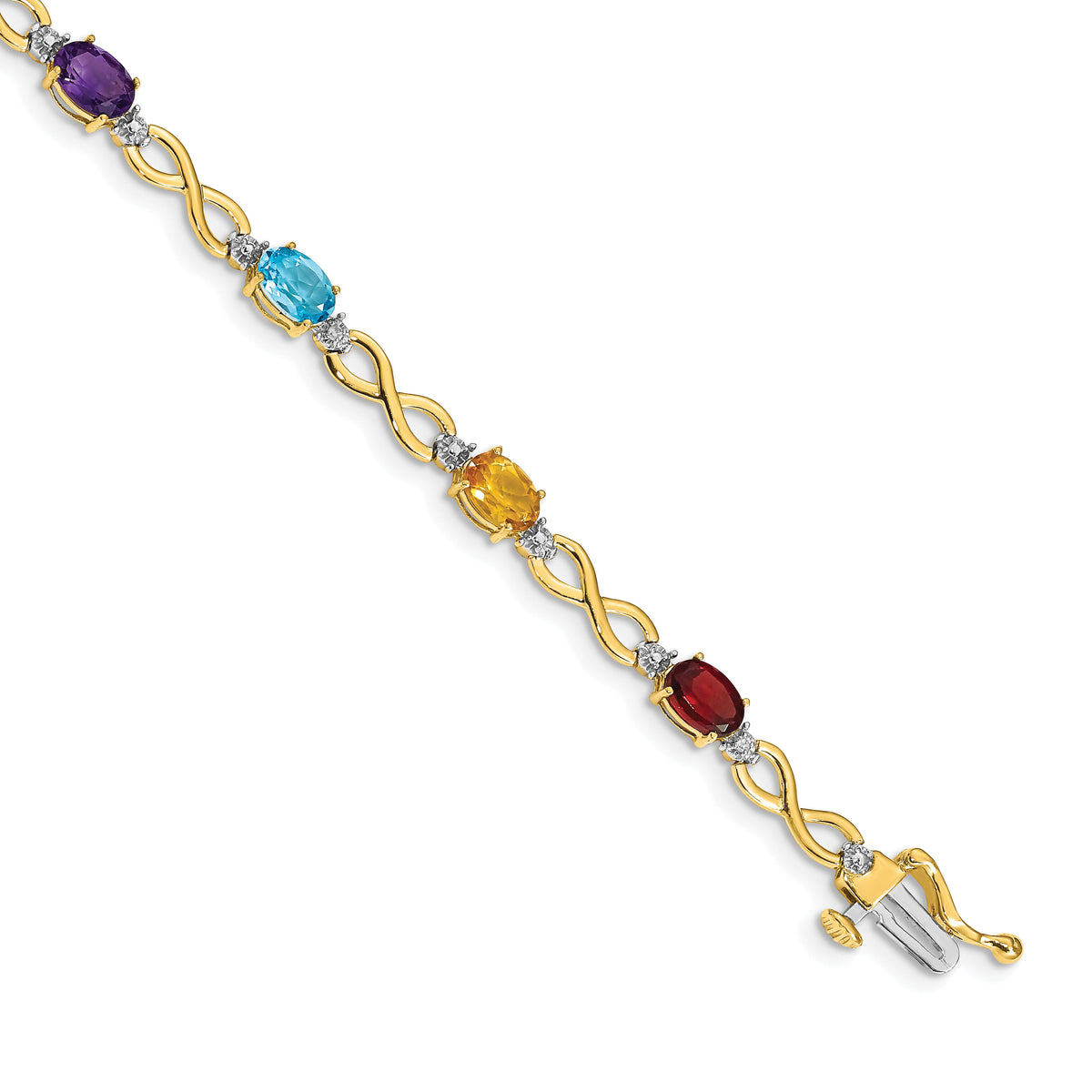 14k Rainbow Gemstone and Diamond Infinity Bracelet-BM4494-RB-003-YA