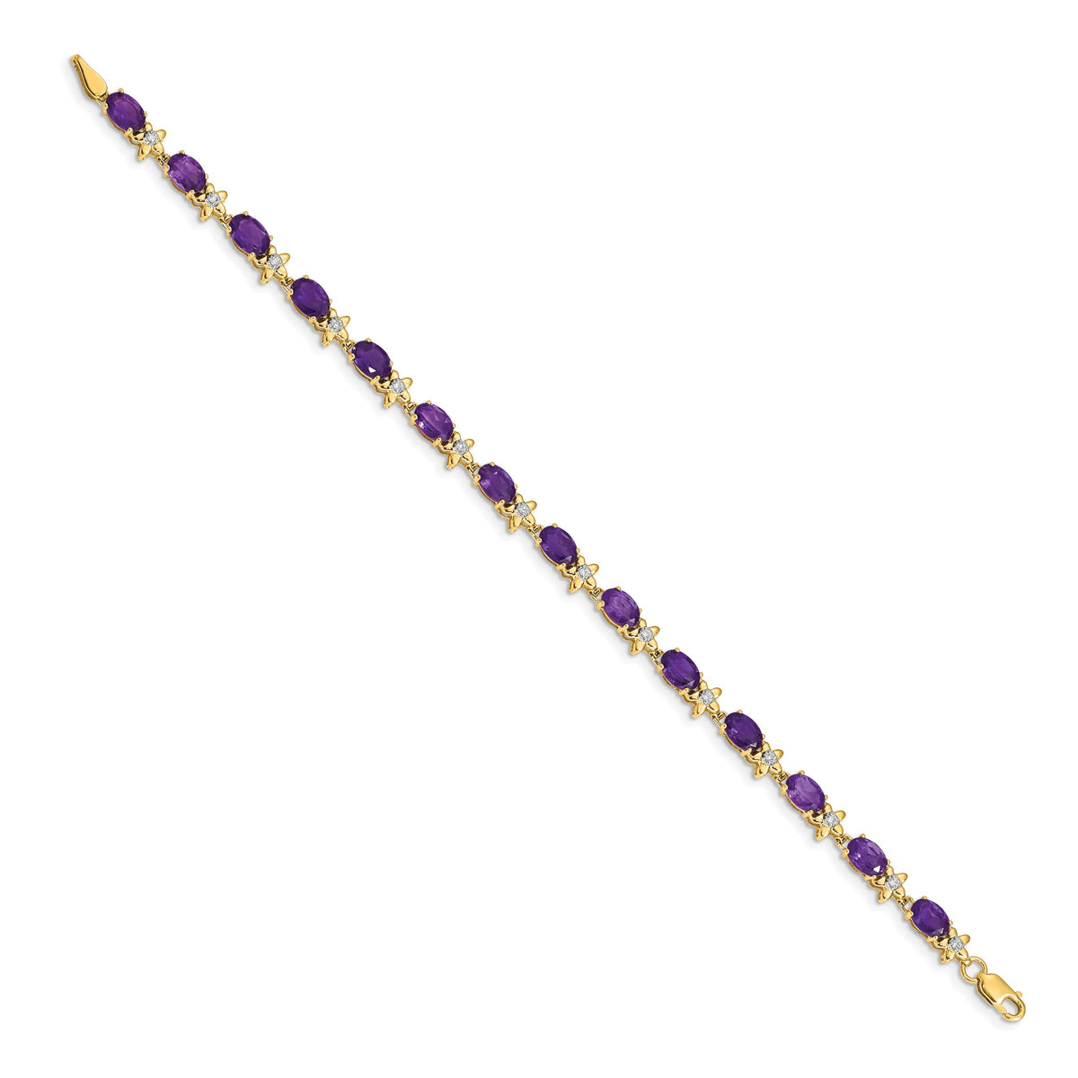14k Floral Diamond and Amethyst Bracelet-BM4495-AM-010-YA
