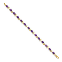 14k Floral Diamond and Amethyst Bracelet-BM4495-AM-010-YA