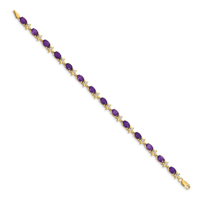 14k Floral Diamond and Amethyst Bracelet-BM4495-AM-010-YA