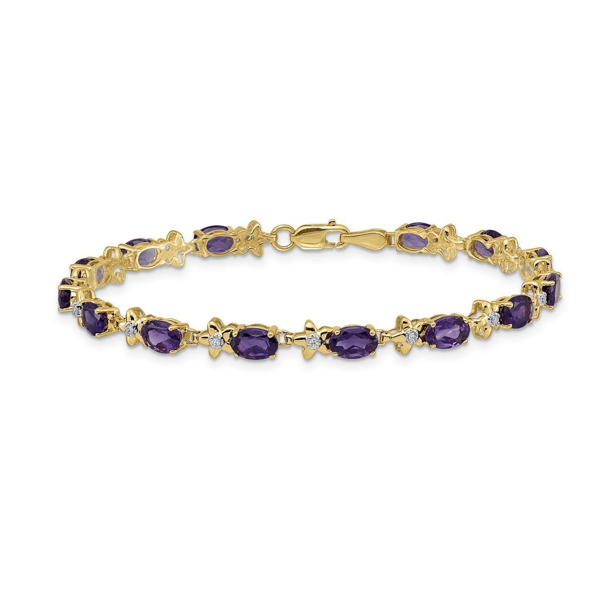 14k Floral Diamond and Amethyst Bracelet-BM4495-AM-010-YA