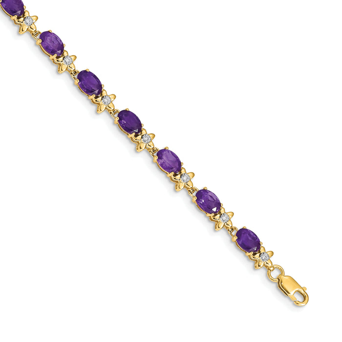 14k Floral Diamond and Amethyst Bracelet-BM4495-AM-010-YA