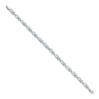 14k White Gold Floral Diamond and Aquamarine Bracelet-BM4495-AQ-010-WA