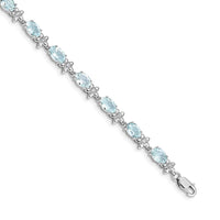 14k White Gold Floral Diamond and Aquamarine Bracelet-BM4495-AQ-010-WA