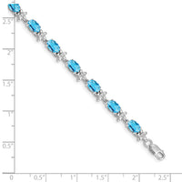 14k White Gold Floral Diamond and Blue Topaz Bracelet-BM4495-BT-010-WA