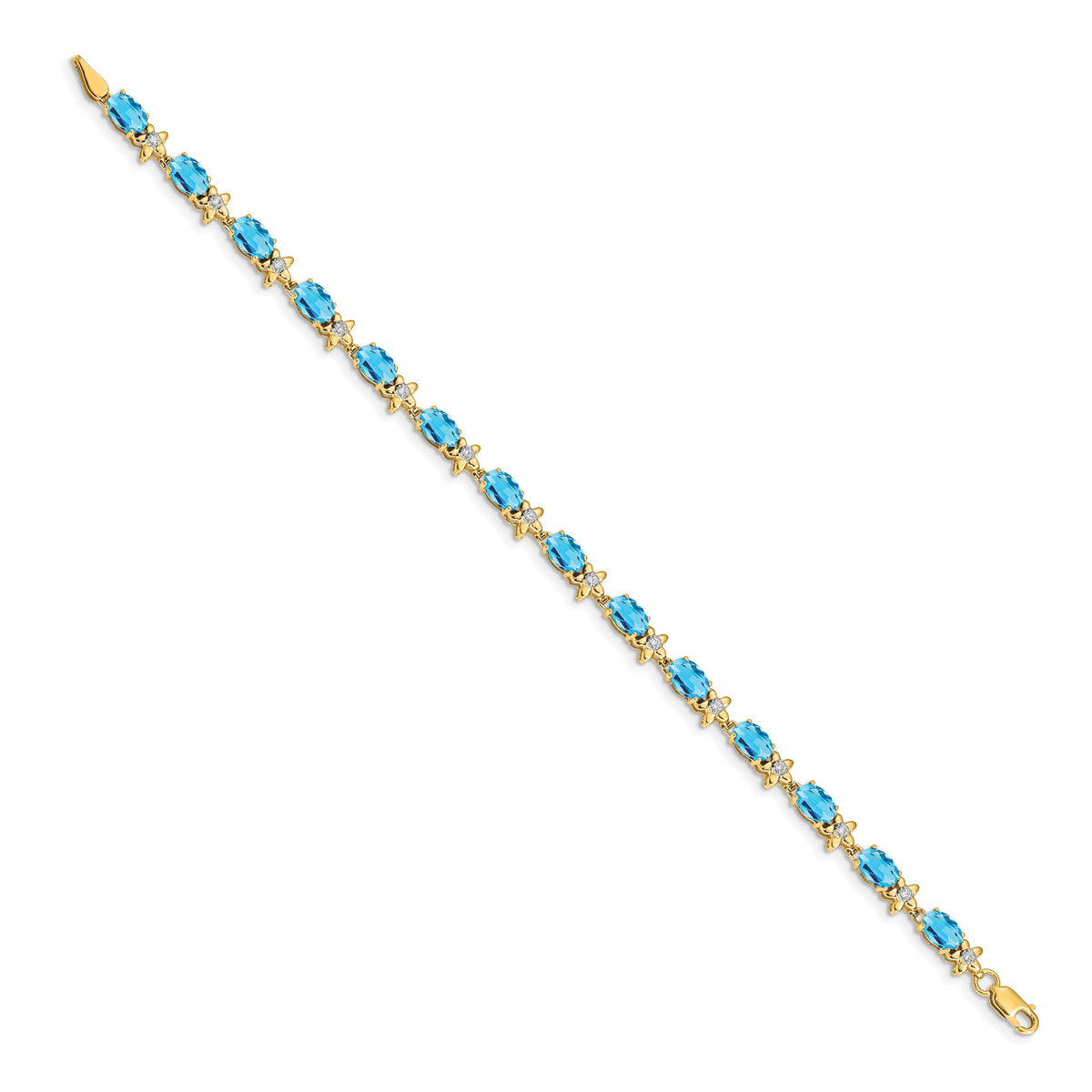 14k Floral Diamond and Blue Topaz Bracelet-BM4495-BT-010-YA