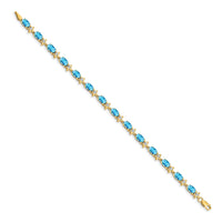 14k Floral Diamond and Blue Topaz Bracelet-BM4495-BT-010-YA