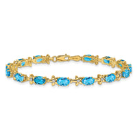 14k Floral Diamond and Blue Topaz Bracelet-BM4495-BT-010-YA