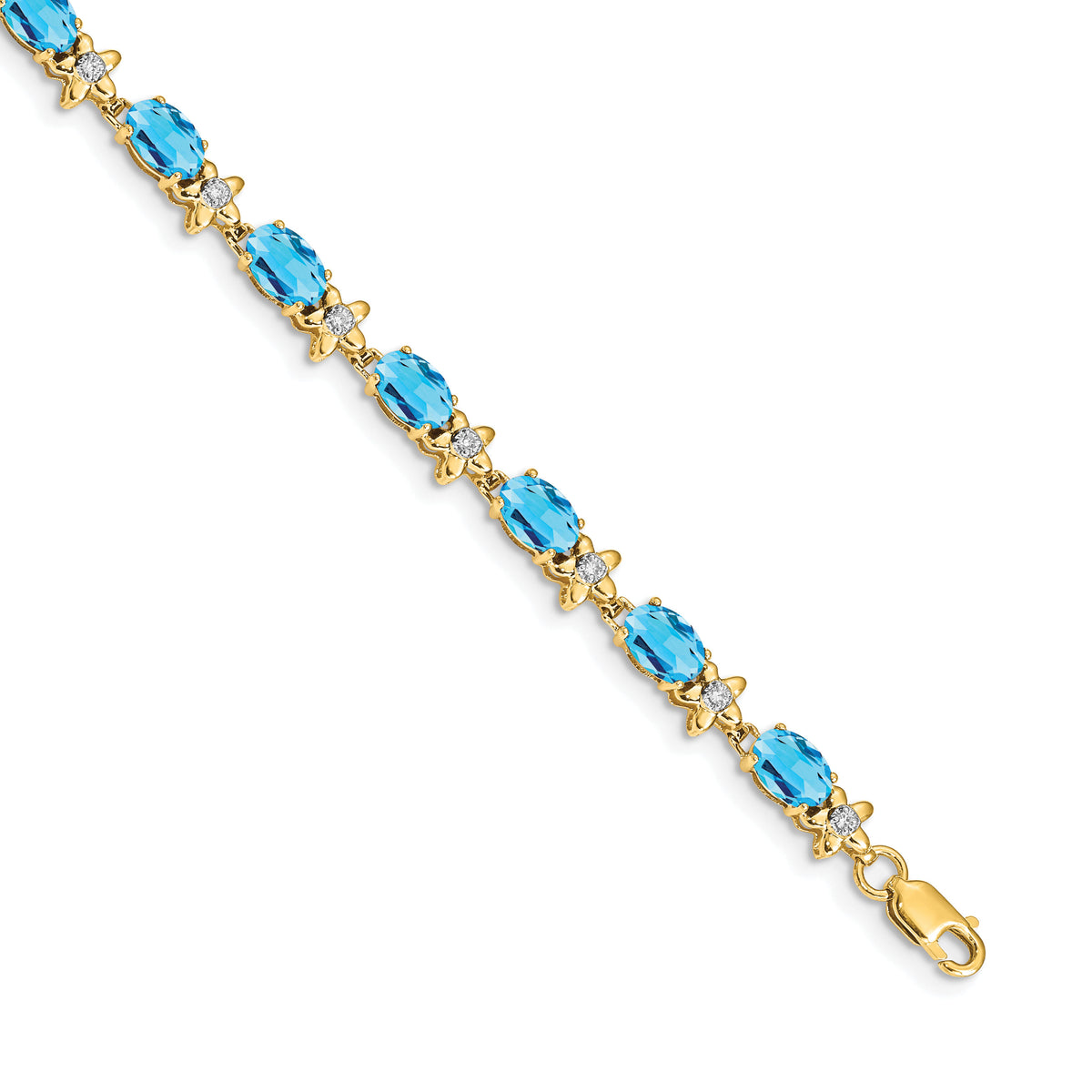 14k Floral Diamond and Blue Topaz Bracelet-BM4495-BT-010-YA