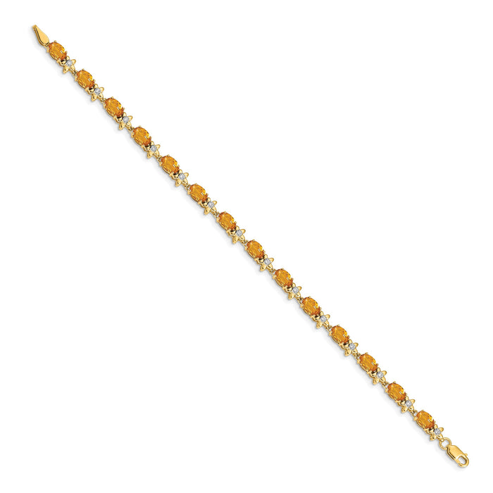 14k Floral Diamond and Citrine Bracelet-BM4495-CI-010-YA