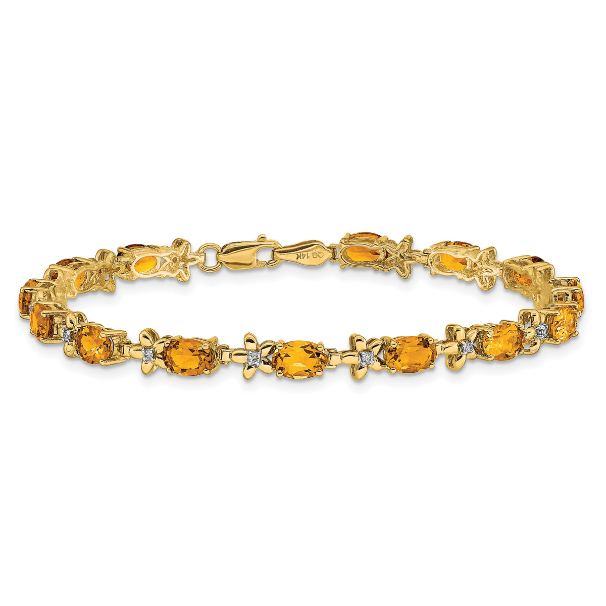 14k Floral Diamond and Citrine Bracelet-BM4495-CI-010-YA