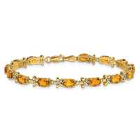 14k Floral Diamond and Citrine Bracelet-BM4495-CI-010-YA