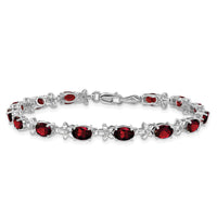 14k White Gold Floral Diamond and Garnet Bracelet-BM4495-GA-010-WA