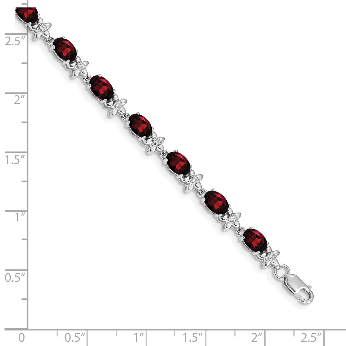 14k White Gold Floral Diamond and Garnet Bracelet-BM4495-GA-010-WA