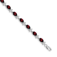 14k White Gold Floral Diamond and Garnet Bracelet-BM4495-GA-010-WA