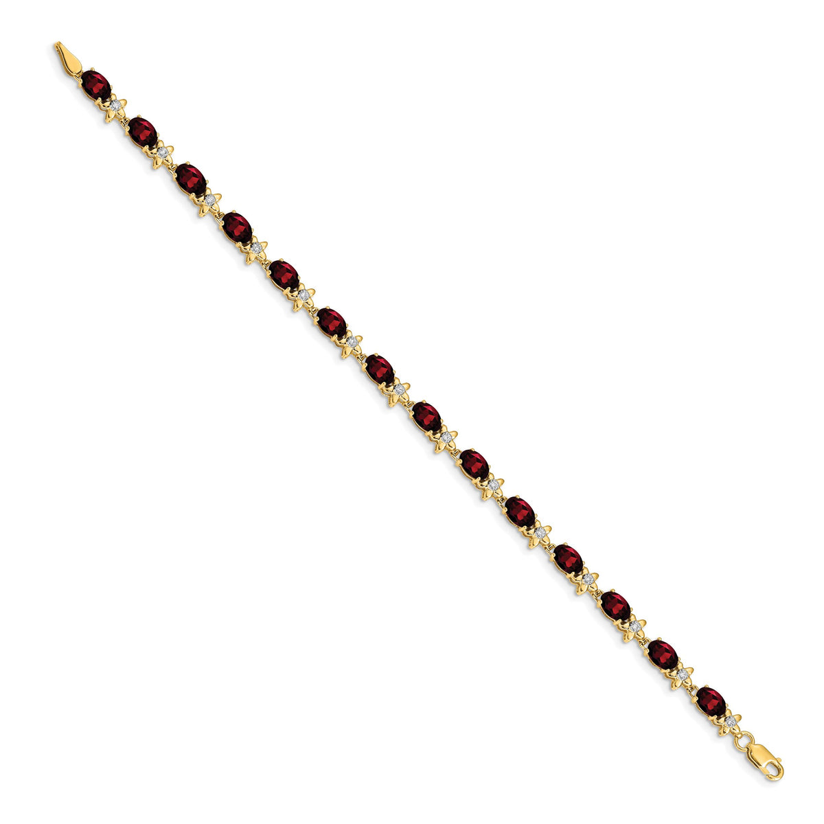 14k Floral Diamond and Garnet Bracelet-BM4495-GA-010-YA