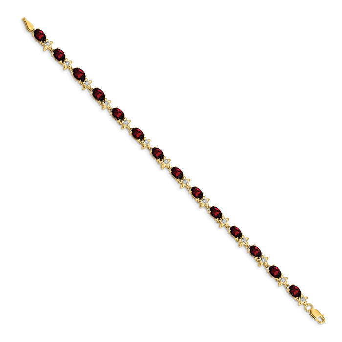 14k Floral Diamond and Garnet Bracelet-BM4495-GA-010-YA