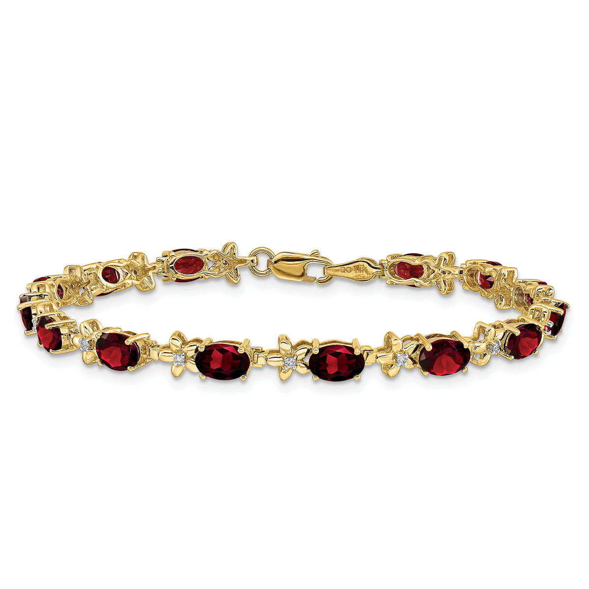 14k Floral Diamond and Garnet Bracelet-BM4495-GA-010-YA