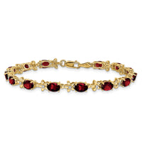 14k Floral Diamond and Garnet Bracelet-BM4495-GA-010-YA