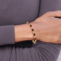 14k Floral Diamond and Garnet Bracelet-BM4495-GA-010-YA